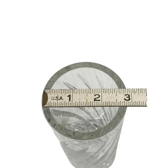 Vintage Crystal Clear Cut Glass Flower Vase Swirl Design Starburst Base Heavy - Picture 9 of 10